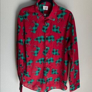 North Pole Trading Company Men’s XL  Moose Bear Christmas Button Up Shirt